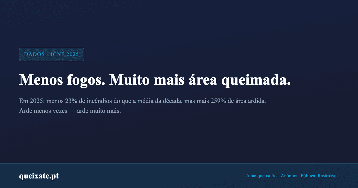 Em 2025 arderam mais de 269 mil hectares. Menos fogos, muito mais área queimada.